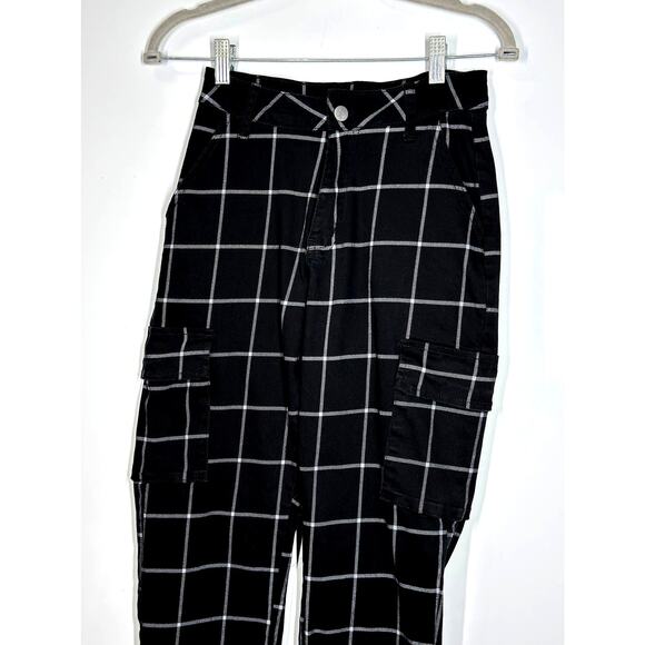 Hot Topic Jogger Cargo Pants Black White Gothic Casual Preppy Women Size XS (PS) - Picture 1 of 10
